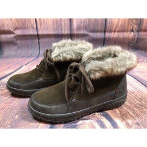 Minnetonka Brown Lace-up Ankle Faux Fur Boots Womens 6 (j8g)